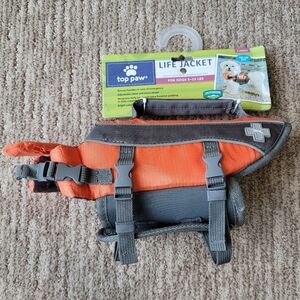 NWT HOT PAW DOG LIFE JACKET with RESCUE HANDLE 5 - 15 LBS XS ORANGE & GREY
